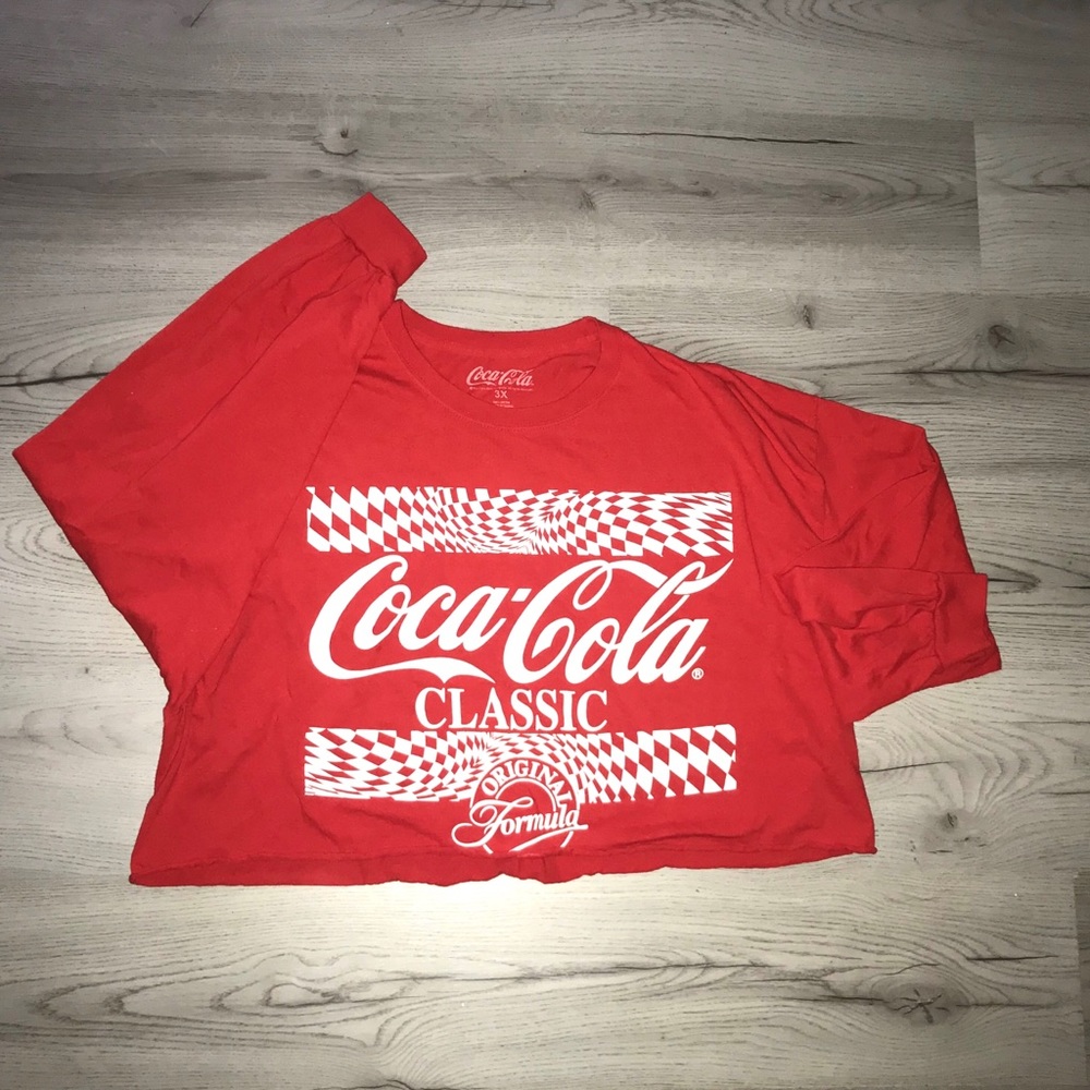 Rue 21 3X Coca Cola Long Sleeve Crop Top
